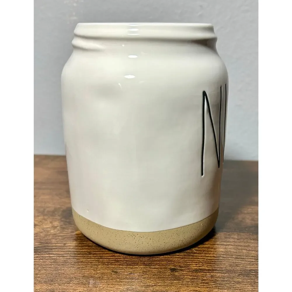Rae Dunn by Mageneta 5” “NUTS” Ceramic Canister White- No Lid